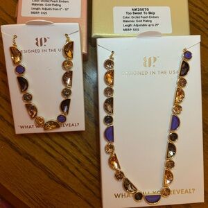 Jewel Candy Orchid Peach Gold Bracelet and Necklace set